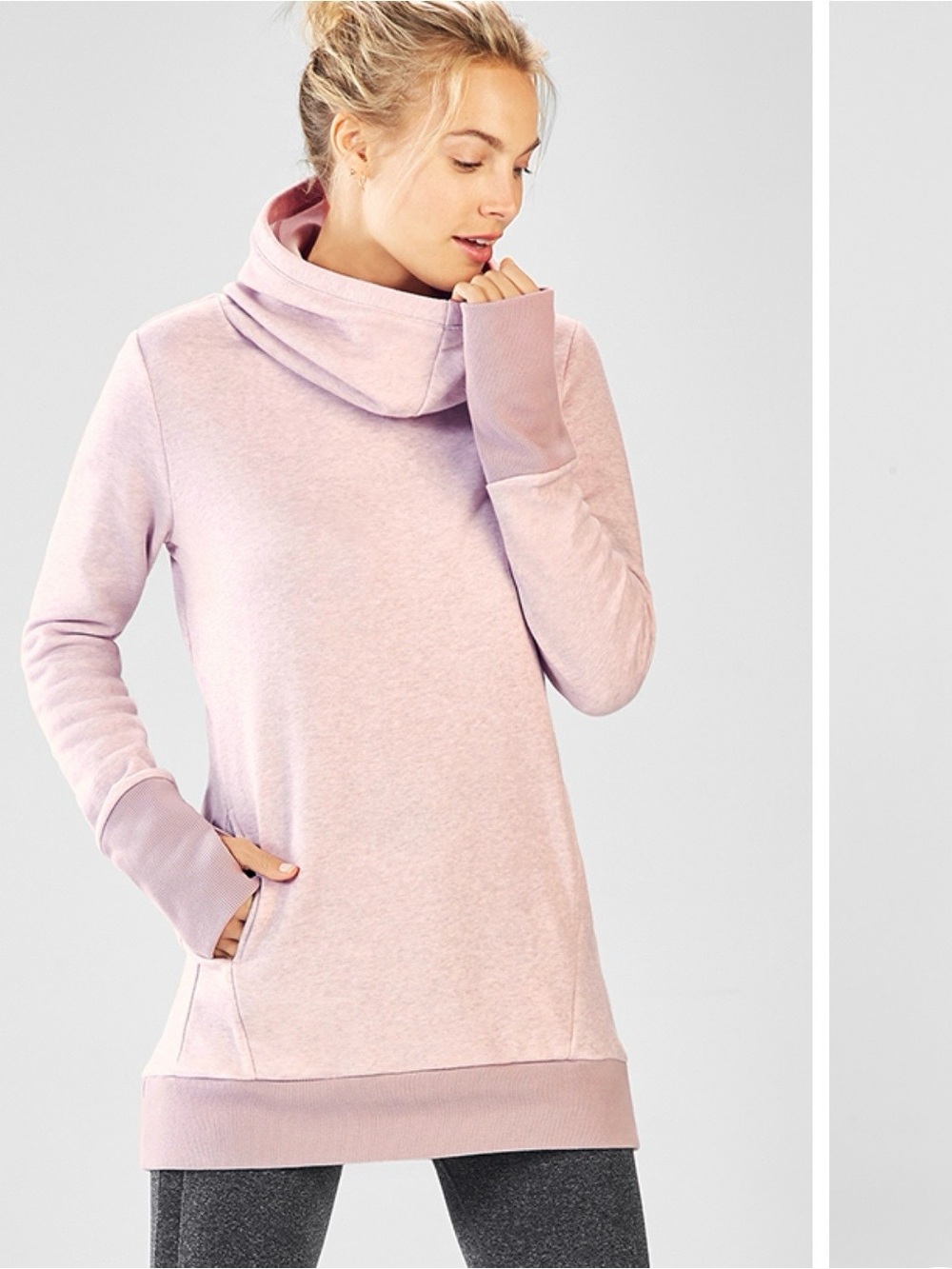 Fabletics Zaylee Heather Pink Cowl-Neck Hoodie